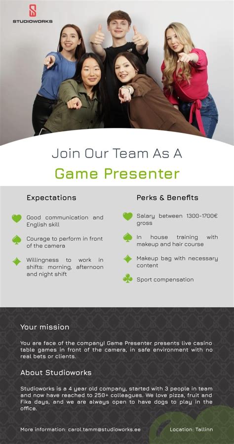 game presenter job description|Game Presenter .